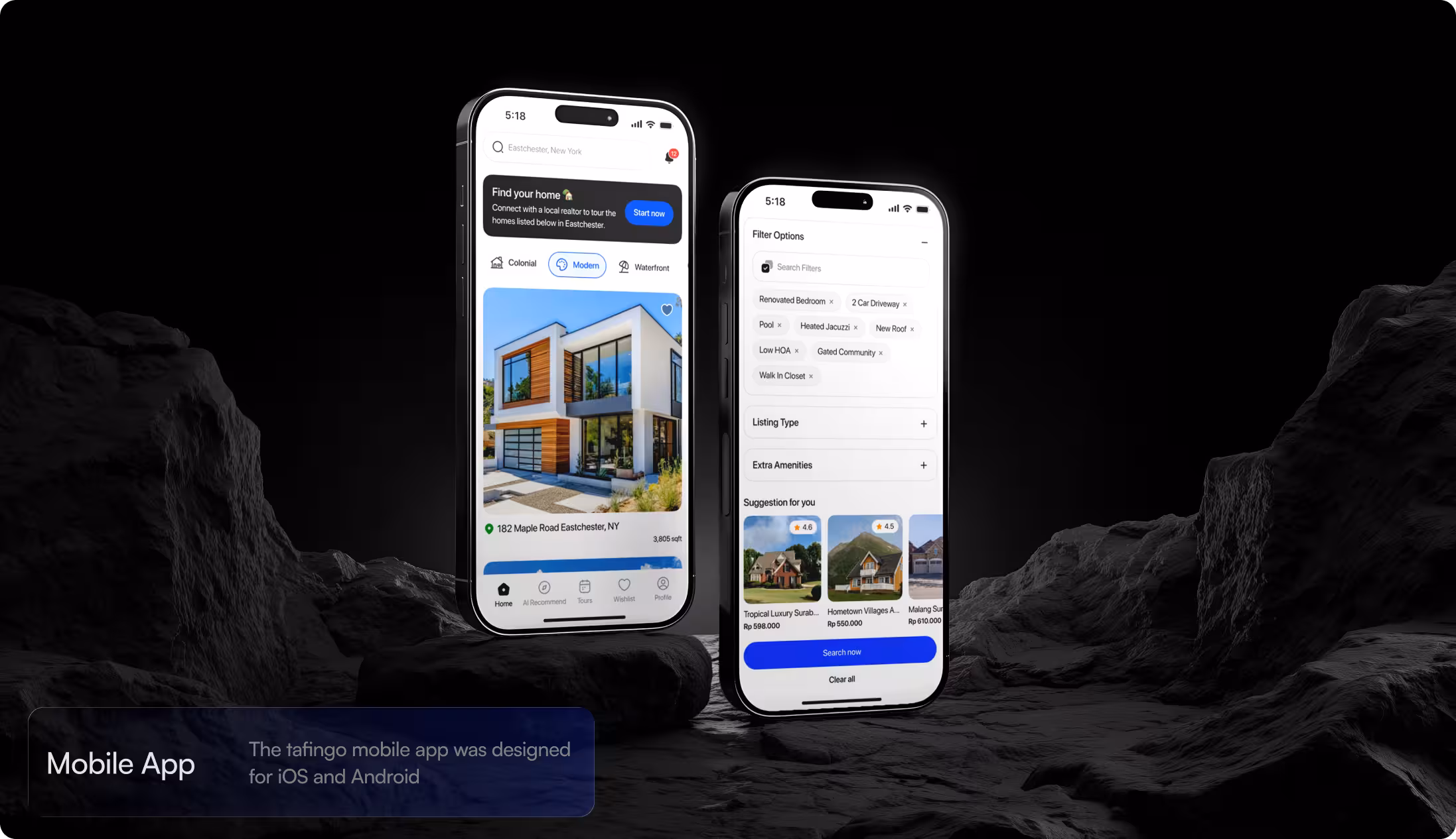 Real estate mobile app screens